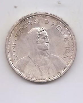 SUIZA DEL AÑO 1967 DE 5 FRANCOS